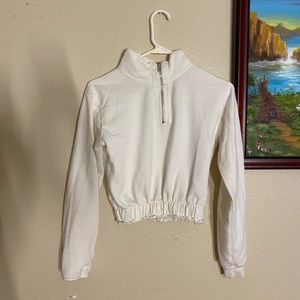cropped half zip sweater